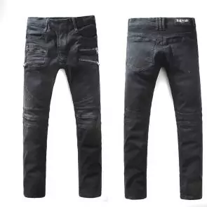 hommes balmain straight biker jeans hiphop pants noir 520